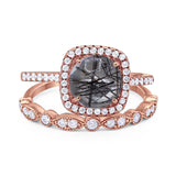 Two Piece Round Natural Stone Bridal Ring