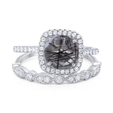 Two Piece Round Natural Stone Bridal Ring