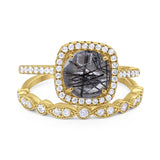 Two Piece Round Natural Stone Bridal Ring