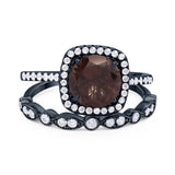 Two Piece Round Natural Stone Bridal Ring