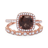 Two Piece Round Natural Stone Bridal Ring