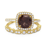 Two Piece Round Natural Stone Bridal Ring