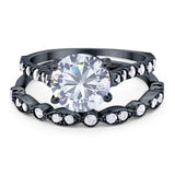 Two Piece Round Natural Stone Bridal Ring