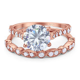 Two Piece Round Natural Stone Bridal Ring
