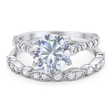 Two Piece Round Natural Stone Bridal Ring