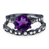 Two Piece Round Natural Stone Bridal Ring