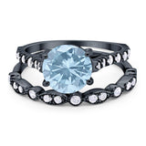 Two Piece Round Natural Stone Bridal Ring