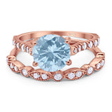 Two Piece Round Natural Stone Bridal Ring