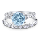 Two Piece Round Natural Stone Bridal Ring
