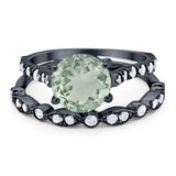 Two Piece Round Natural Stone Bridal Ring