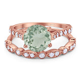 Two Piece Round Natural Stone Bridal Ring