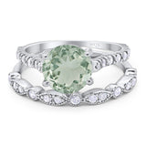 Two Piece Round Natural Stone Bridal Ring
