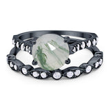 Two Piece Round Natural Stone Bridal Ring