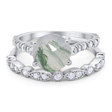 Two Piece Round Natural Stone Bridal Ring