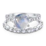 Two Piece Round Natural Stone Bridal Ring