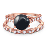 Two Piece Round Natural Stone Bridal Ring