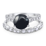 Two Piece Round Natural Stone Bridal Ring