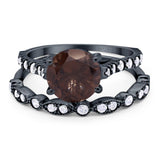 Two Piece Round Natural Stone Bridal Ring
