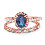 Two Piece Oval Natural Stone Bridal Ring