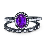 Two Piece Oval Natural Stone Bridal Ring
