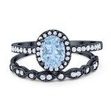Two Piece Oval Natural Stone Bridal Ring