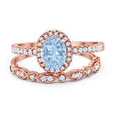 Two Piece Oval Natural Stone Bridal Ring