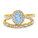 Two Piece Oval Natural Stone Bridal Ring