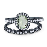 Two Piece Oval Natural Stone Bridal Ring