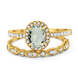 Two Piece Oval Natural Stone Bridal Ring