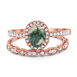 Two Piece Oval Natural Stone Bridal Ring