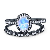 Two Piece Oval Natural Stone Bridal Ring