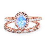 Two Piece Oval Natural Stone Bridal Ring