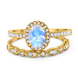 Two Piece Oval Natural Stone Bridal Ring