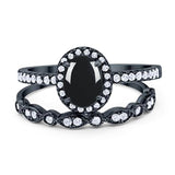 Two Piece Oval Natural Stone Bridal Ring