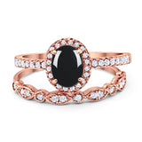 Two Piece Oval Natural Stone Bridal Ring