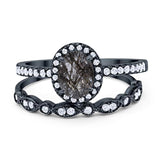 Two Piece Oval Natural Stone Bridal Ring