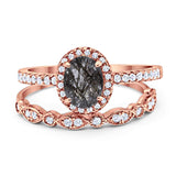 Two Piece Oval Natural Stone Bridal Ring