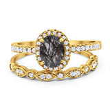 Two Piece Oval Natural Stone Bridal Ring