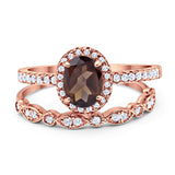 Two Piece Oval Natural Stone Bridal Ring
