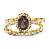 Two Piece Oval Natural Stone Bridal Ring