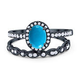 Two Piece Oval Natural Stone Bridal Ring