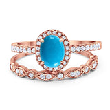 Two Piece Oval Natural Stone Bridal Ring