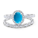 Two Piece Oval Natural Stone Bridal Ring