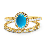 Two Piece Oval Natural Stone Bridal Ring