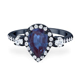 Art Deco Pear Natural Stone Trio Ring