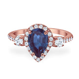 Art Deco Pear Natural Stone Trio Ring