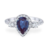 Art Deco Pear Natural Stone Trio Ring