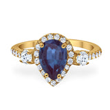 Art Deco Pear Natural Stone Trio Ring