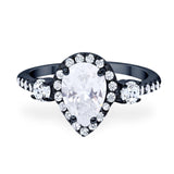 Art Deco Pear Natural Stone Trio Ring