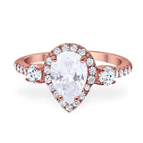 Art Deco Pear Natural Stone Trio Ring